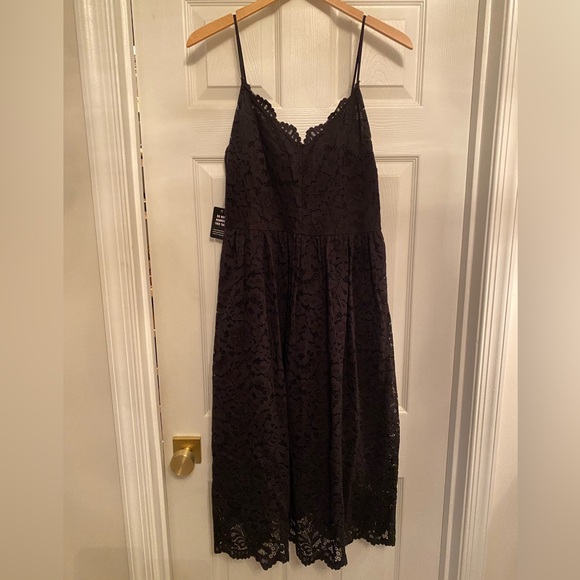 Express NWT Black Lace Spaghetti Strap Full Midi Skirt Dress - Sz M - Black - Picture 2 of 8